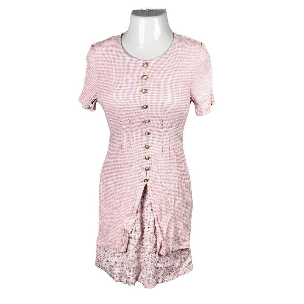 Classic Apparel Sz 12 Vintage Dress ~ Pink & White Plaid ~ Knee Length